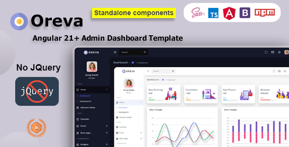 Oreva - Angular 21+ Admin Dashboard Template + UI Kit listing image
