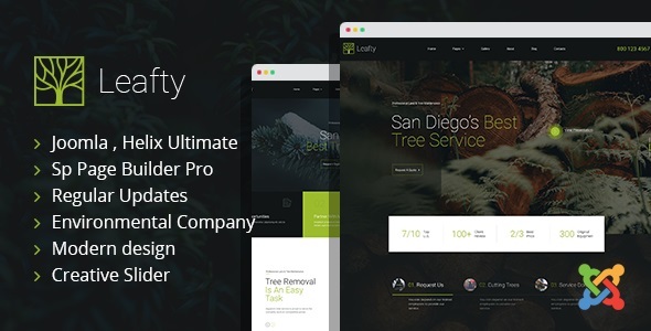 Leafty - Tree Removal and Lumberjack Company Joomla 6 Template | Gardening