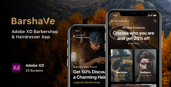 Barshave - Adobe XD Barbershop & Hairdresser App