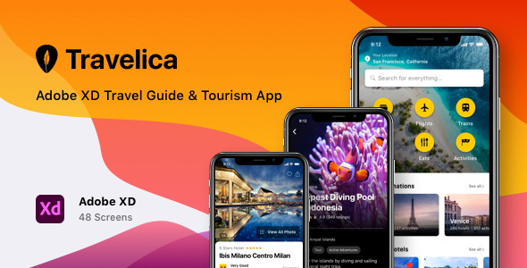 Travelica - Adobe XD Travel Guide & Tourism App