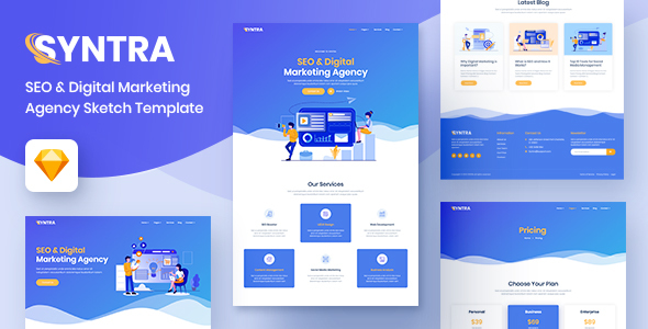 SYNTRA – SEO & Digital Marketing Agency Sketch Template