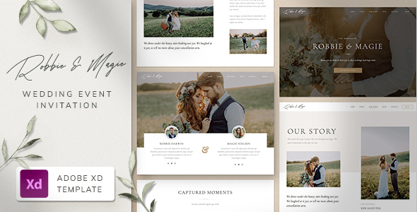 Robbie & Magie – Wedding Event Invitation Adobe XD Template