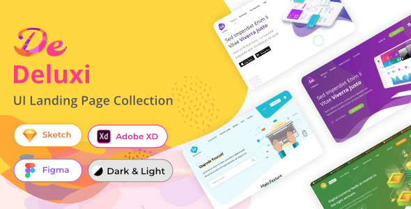 Deluxi - Figma Sketch and XD Landing Page Collection