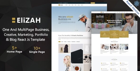 Product preview supplied for Elizah – Business And Corporate  React JS Responsive Website