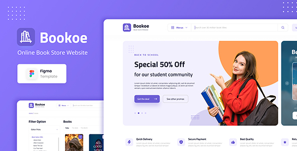 Bookoe - Book Store Website UI Design Figma Template