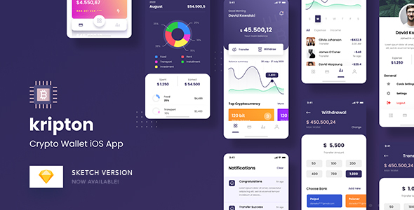 Kripton - Crypto Wallet iOS App Sketch Template