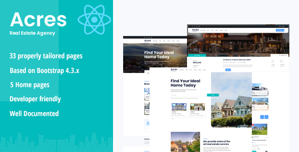 Preview image for Acres - Real Estate React Template