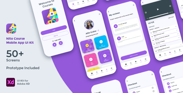 Nito Course Mobile App UI Kit product preview