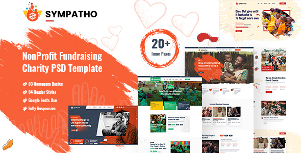 Product preview supplied for Sympatho - Charity PSD Template