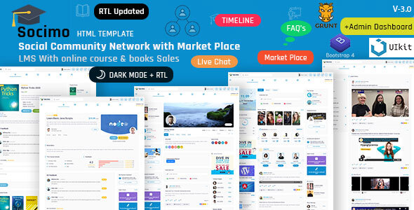 Product preview supplied for Socimo -  Social Network Html Template and Community Network with LMS