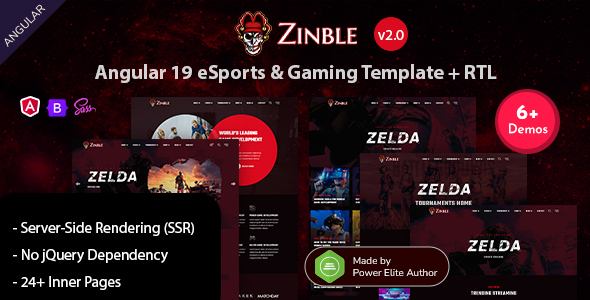 Zinble - Angular 19 eSports & Gaming Template with SSR