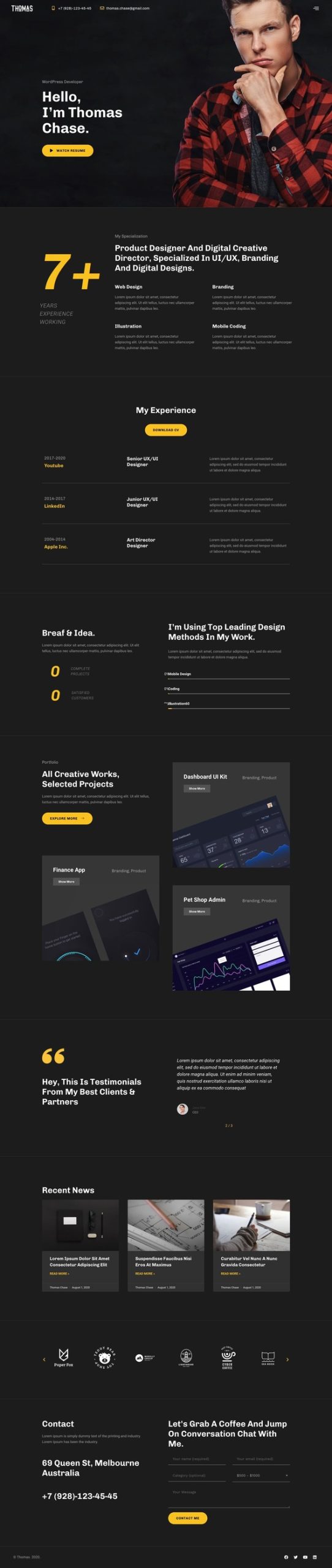 Thomas - CV/Portfolio Elementor Template Kit