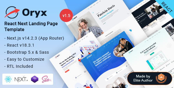 Oryx - React Nextjs 14+ Multipurpose Landing Page Template