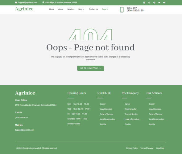 Agrinice - Agriculture & Organic Food Elementor Template Kit