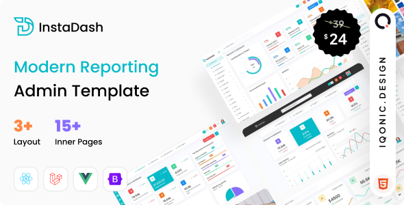 Instadash - Reporting Admin Dashboard Template (VueJS, HTML)