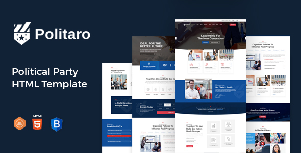 Product preview supplied for Politaro - Political and Government HTML Template