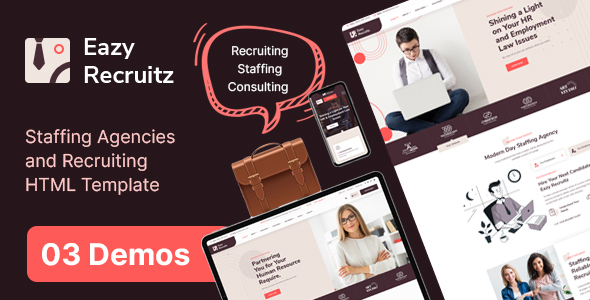 Product preview supplied for Easy Recruitz - Staffing Agencies and Job Seekers HTML Template