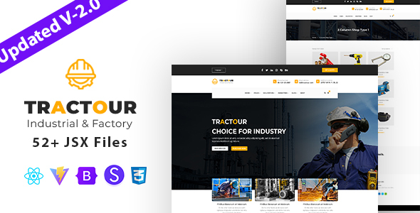 Preview image for Tractour - Industrial/ Manufacturing React JS Template