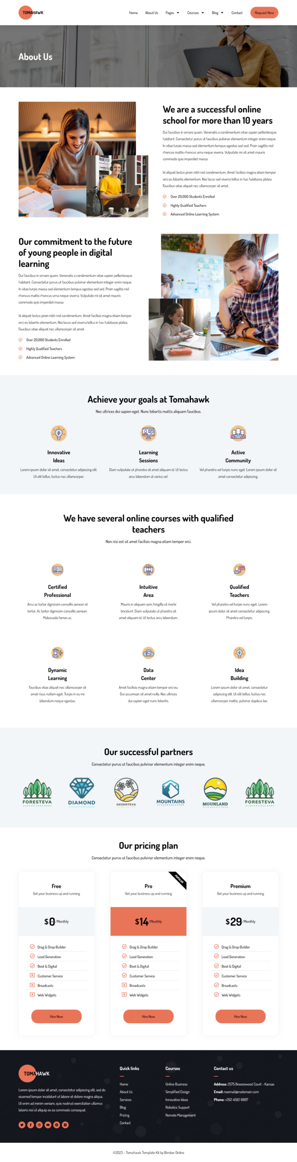 Tomahawk - Online Courses Elementor Pro Template Kit