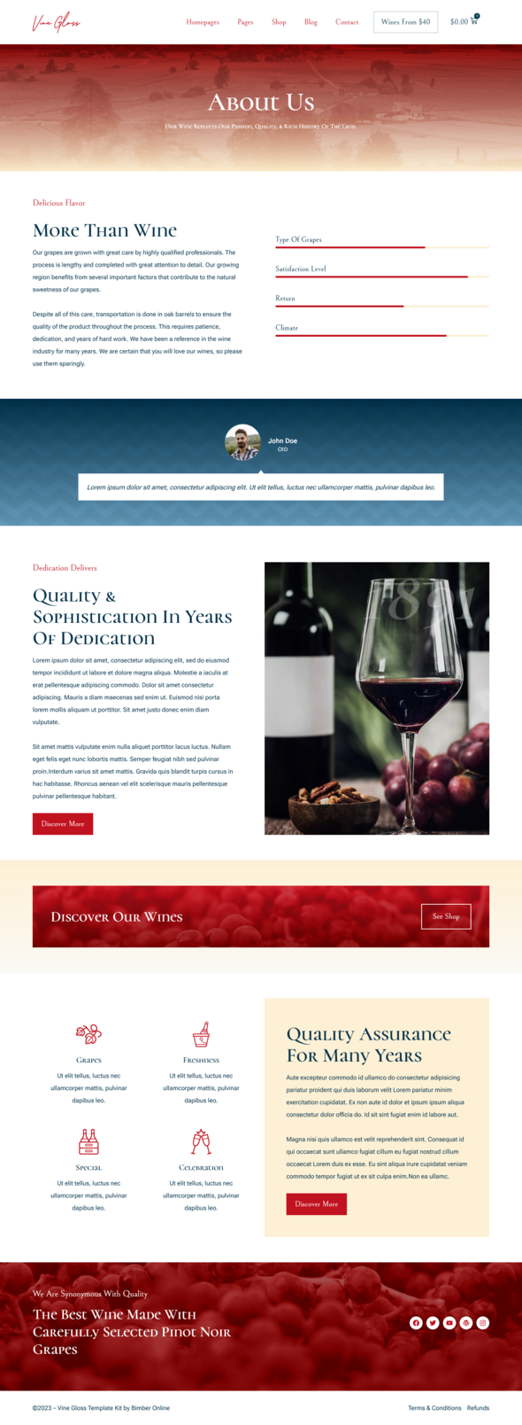 Vine Gloss - Wine Shop & Vineyard Elementor Pro Template Kit