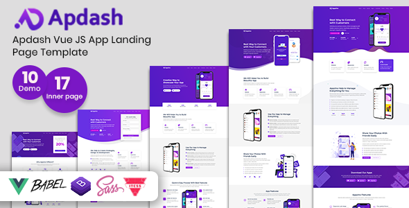Apdash - Vue JS App Landing Page Template listing image