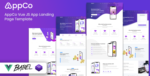 AppCo – Vue JS App Landing Page Template