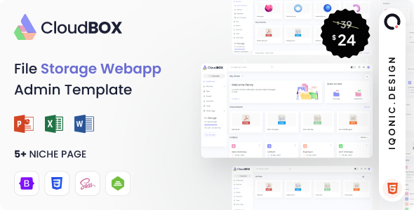 CloudBox - Secure File Storage Admin Dashboard Template (HTML)