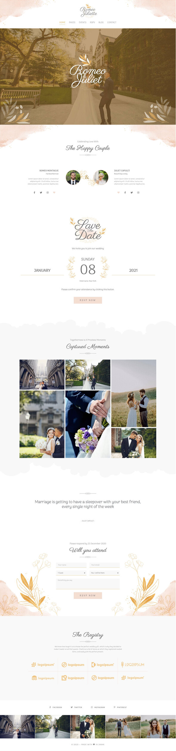 Karin - Gold Wedding Event Invitation Elementor Template Kit
