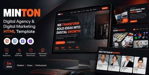 Product preview supplied for Minton - Digital Agency & Digital Marketing HTML Template
