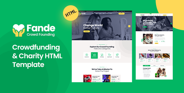Product preview supplied for Fande - Crowdfunding & Charity HTML5 Template
