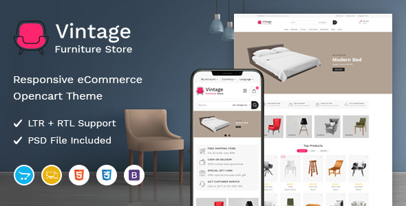 Vintage - Furniture Responsive OpenCart 4 Theme