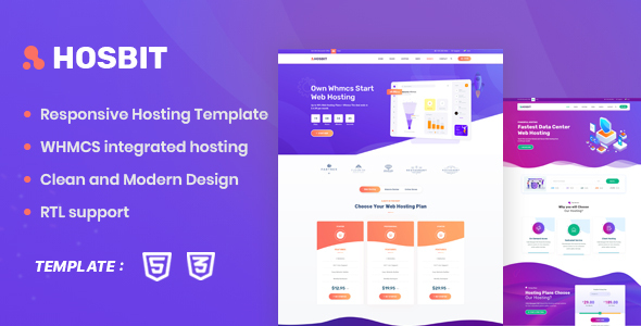 Hosbit - WHMCS & Hosting HTML5 Template