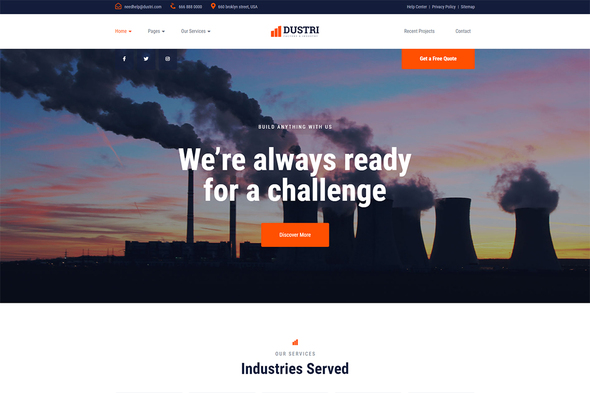 Dustri - Factory & Industrial Elementor Template Kit