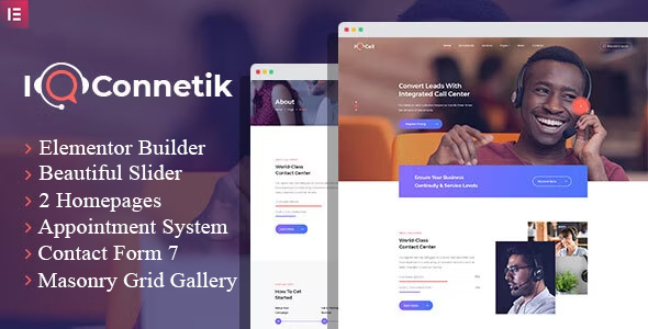 Preview image for IQconnetik - Modern Call Center WordPress theme