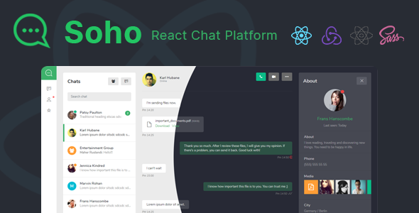 Soho - Chat App React Template
