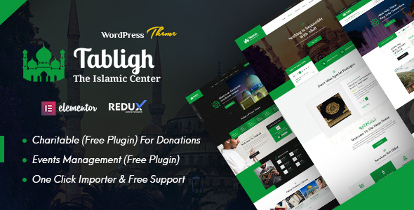 Tabligh - Islamic Institute & Mosque WordPress Theme + RTL product preview