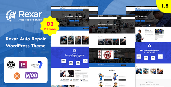 Product preview supplied for Rexar - Auto Mechanic WordPress Theme