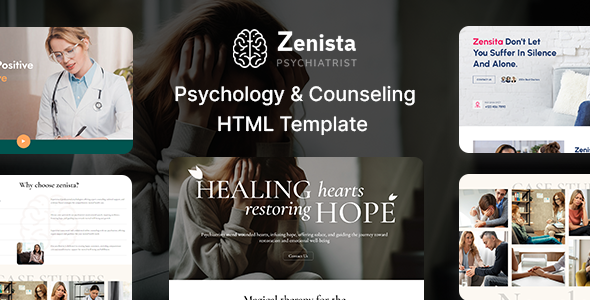 Product preview supplied for Zenista - Psychology & Counseling HTML Template