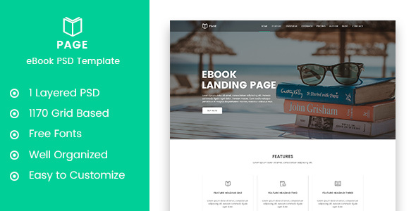 Page - eBook Landing PSD Template