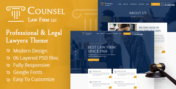 Counsel Law Firm | PSD Template