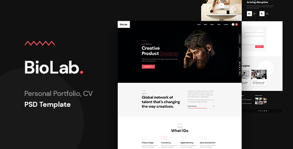 BioLab - Personal Portfolio, CV PSD Template