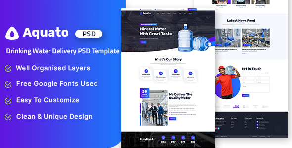 Aquato - Drinking Water Delivery PSD Template