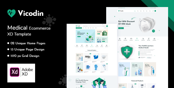 Vicodin - Health Medical Pharmacy Shop Ecommerce XD Template