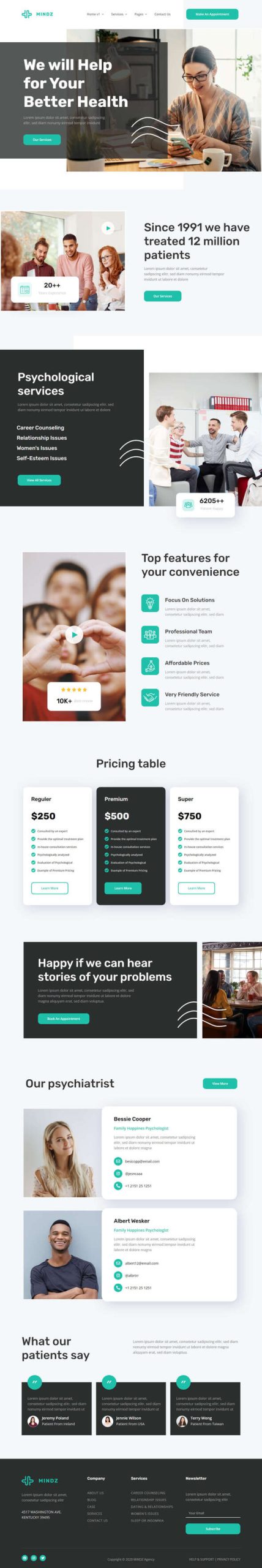 Mindz - Psychology & Counseling Elementor Template Kit