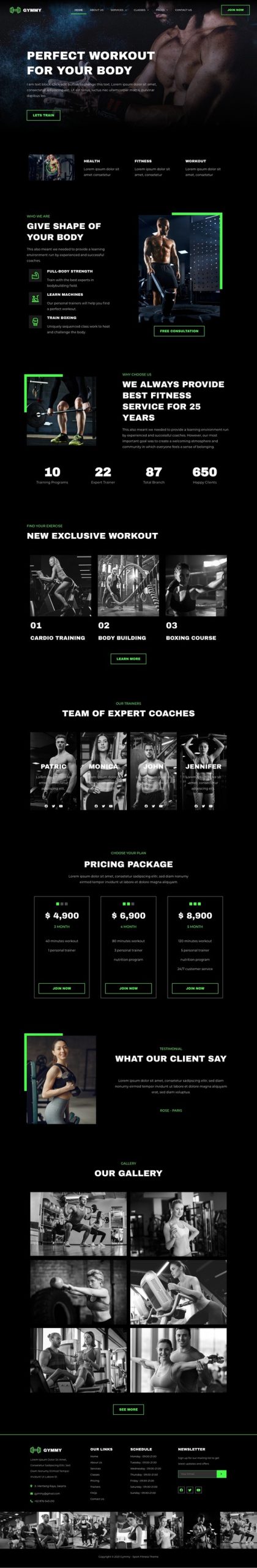 Gymmy - Fitness & Gym Elementor Template Kit