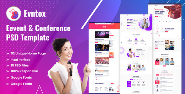 Evntox - Event & Conference PSD Template
