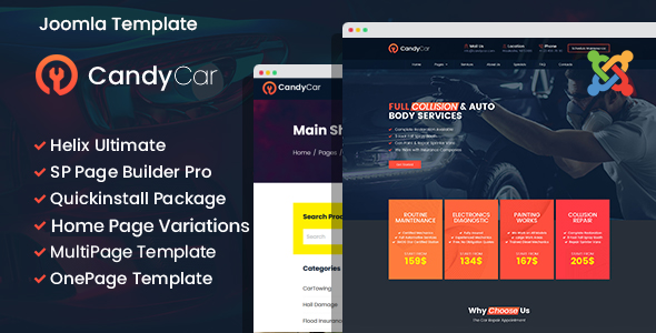 CandyCar - Car Repair & Auto Services Joomla 6 Template | Garage