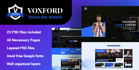 Voxford University Alumni PSD Template