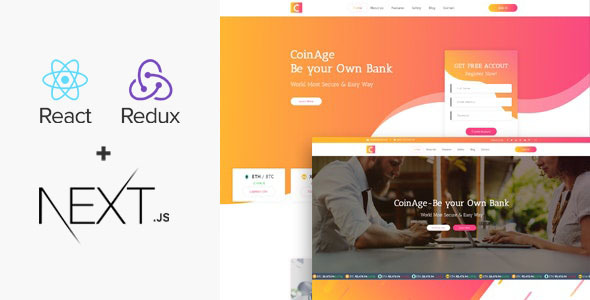 Product preview supplied for CoinAge – React Landing Page For ICO & Cryptocurrency