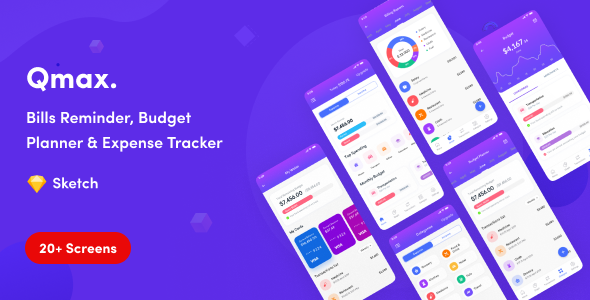 Qmax - Budget Planner & Expense Tracker App UI Kit